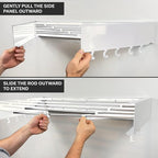 Foldable Wall Mounted Drying Rack - 31.5” Wide, 13.2 Ft Drying Space, 5 Aluminum Rods, Supports Up to 60 lbs - Retractable & Foldable Space-Saving Wall Mounted Clothes Drying Rack (White)
