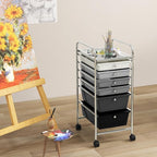 GOFLAME 6-Drawer Rolling Storage Cart, Multifunctional Art Craft Organizer Cart, Mobile Utility Storage Cart with Removable Drawers & Lockable Wheels, Craft Cart for Home Office, School, Gray Gradient