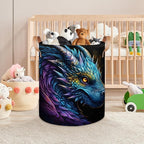 TropicalLife Collapsible Laundry Basket Cool Dragon Large Laundry Hamper Waterproof Storage Bins with Leather Handles Clothes Nursery Hampers for Bathroom Bedroom Toy Organizer