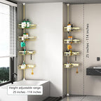 Shower Caddy Tension Pole - Gold Corner Shower Caddy Stainless Steel Bathroom Shower Organizer for Tub Tension Rod Corner Shower Shelves(22-114.2inch)