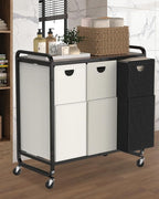 Laundry Sorter 3 Section,Laundry Basket with Wheels,3×15.8 Gal (60L) Laundry Hamper Organizer with Large Wooden Desktop Sorter,Pull-Out and Removable 900D Oxford Fabric Laundry Bags for Laundry Room