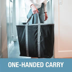 CleverMade Collapsible Laundry Caddy – Foldable Laundry Hamper & Tote, XXL 64L Pop-Up Laundry Basket with Handles, Space-Saving Laundry Organizer for Home, Dorm, Closet & Travel, 2 Pack - Black Gray