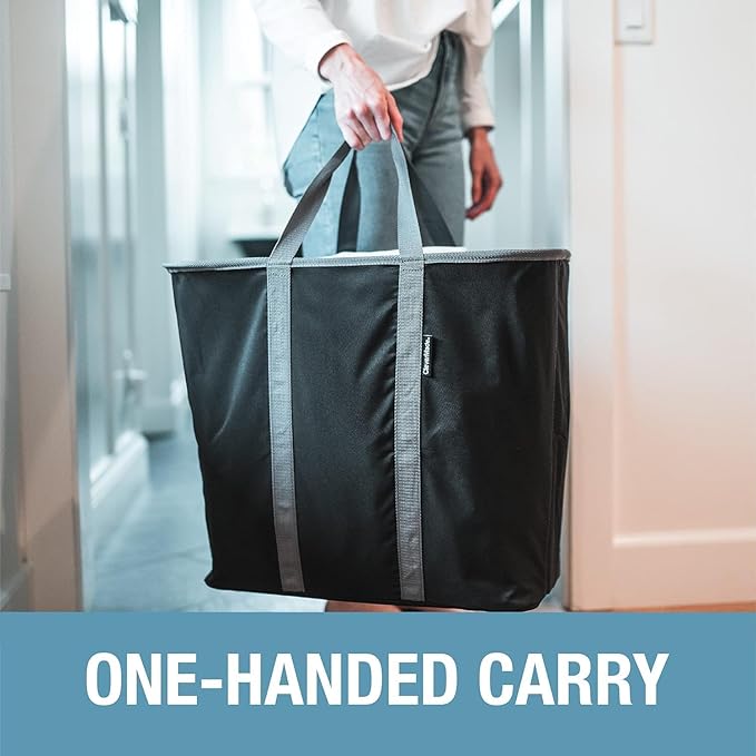CleverMade Collapsible Laundry Caddy - Gray Charcoal 2-Pack 64L - Foldable Storage Organization Container for Clothes Laundry Room Storage Solution