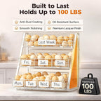 Upgraded Egg Holder Countertop with Removable 5 Dividers & Date Plate, 3 Tier Pull Out Large Egg Basket for Gathering Fresh Eggs, Kitchen Organizer, The Size - 6.7“x16.6”x11.3