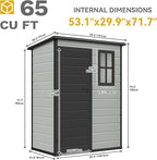 DWVO 5x3ft Resin Outdoor Storage Shed with Floor, Waterproof Lockable Storage Shed with Window, Plastic Outside Tool Storage for Garden, Backyard, Patio, Lawn,Blue-Gray+Black