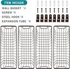 Farmhouse Metal Wire Bin Basket with Handle - Small, 4 Pack - Rustic Home Storage Organizer for Cabinets,Pantry,Closets,Cupboards, Shelves,Countertops,Bathroom Vanity,Kitchen,Bedroom (Bronze)