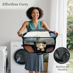 100L Extra Large Mesh Pop Up Hamper with Handles and bag, Upgraded Cationic XL Collapsible Laundry Baskets, Portable Stair Basket, Dirty Clothes Hamper for Cruise Travel Bedroom. Black