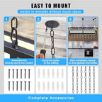 Ceiling Wine Glass Rack - Hanging Wine Rack with Glass Holder and Shelf, Height Adjustable Industrial Hanging Wine Bottle Holder, Black Metal Ceiling Shelf for Bar Cafe Kitchen (31.4×9.8×8.6in)
