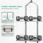 Shower Caddy Hanging for Handheld Showerheads Adjustable Height Extra Long Bathroom Storage Organizer Hanger Rack Rustproof Hose Shower Organizer 4 Levels Height Shower Rack (Sliver)