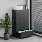 Letaya 5 Drawer File Cabinet with Lock,Metal Lateral Filing Cabinets for Home Office Hanging Files Letter/Legal/F4/A4 Size(Black-Requires Installation)