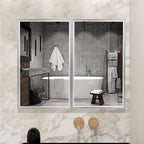 Medicine Cabinet with Aluminum Framed Mirror,36"x32" Surface Mount or Recessed Mount Bathroom Vanity Mirror,Single Door Bathroom Mirror with Storage Cabinet
