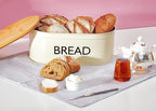 RoyalHouse Premium Metal Bread Box with Bamboo Lid (Pack of 2) Stainless Steel Large Bread Bin Storage Container And Organizer for Kitchen Countertop, Vintage Style Kitchen Decor