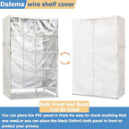 Wire Rack Covers,Heavy Duty 600D Dustproof Waterproof Storage Rack Covers for Metal Shelves,Storage Shelf Cover with Zipper for Wire Shlef,60''W x 24''D x 71''H,Beige with Clear Front