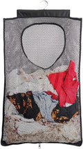 ALYER Breathable Mesh Laundry Hamper,Foldable Hanging Closet Storage Basket,Portable Space Saving Dirty Clothes Bag (Black)