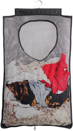 ALYER Breathable Mesh Laundry Hamper,Foldable Hanging Closet Storage Basket,Portable Space Saving Dirty Clothes Bag (Black)