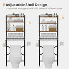 Over The Toilet Storage Cabinet, 4-Tier Bathroom Organizers and Storage with Adjustable Shelves, Freestanding Over-The-Toilet Shelf for Restroom, Laundry, Rustic Brown