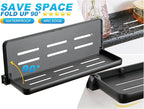 Folding Wall Shelf for Bathroom | 2-Tier Folding Metal Shelves | 90° Fold Up | Wall Mounted Drop Down Floating Shelf for Rv, Laundry Room, Toilet Room, Waterproof(2-Pack, Black)