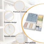 Washable Cloth Drawer Organizer, Set of 4 Foldable Sock Dresser Drawer Organizers Storage Boxes, Fabric Storage Boxes Closet Cabinet Organizer for Clothes (White, S+2M+L)