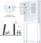 Spirich Over The Toilet Cabinet for Bathroom Storage, Above Toilet Storage Cabinet with Moru Tempered Glass Doors, White