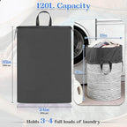 Laundry Bag Extra Large Heavy Duty, 24"x 35", Laundry Basket Liner Replacement, Drawsting Top with Carrying Handles, 3 to 4 Load Capacity, Machine Washable Hamper Liner, Ultra-Light & Foldable