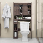 Vabches Over The Toilet Storage Cabinet, Farmhouse Storage Cabinet Over Toilet with Sliding Doors, Home Space-Saving Toilet Rack, for Restroom, Bathroom, Laundry.Espresso