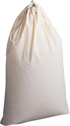 Household Essentials Cotton Laundry Bag, Large, 100% Cotton, Drawstring Top with Cord Lock, Machine Washable, 3 to 4 Load Capacity, Versatile and Compact, Breathable, Foldable, Natural
