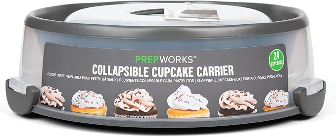 PrepWorks Collapsible Cupcake Carrier - 12-Cup Capacity, Foldable Design for Easy Storage and Transport of Cupcakes and Muffins, 9.88" x 15.75"