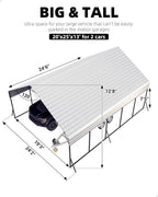 GarveeLife 20'x25'x13' Metal Carport for 2 Cars, Heavy Duty Car Ports with Reinforced Frame, Tall Metal Car Ports for Bass Boats, Full-Sized Pickup Trucks, and Tractors