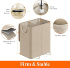 Lifewit Double Laundry Hamper with Lid and Removable Laundry Bags, Large Collapsible 2 Dividers Dirty Clothes Basket with Handles for Bedroom Laundry Room Closet Bathroom College, 155L Beige