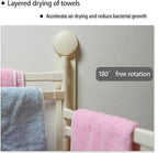 Towel Rack Suction Cup Clothes Drying Rack - Foldable Wall-Mounted Laundry Hanger for Bathroom, Balcony, Kitchen - Space-Saving, No Drilling, Sturdy（White