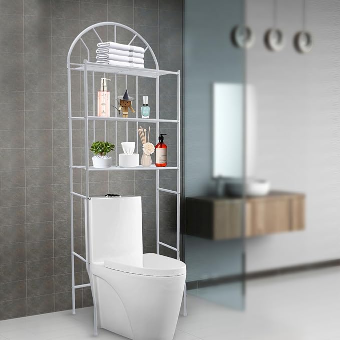 MOCHAG Over The Toilet Storage Shelf, 3-tier Over Toilet Bathroom Organizer Rack, 66lbs Load Capacity, Freestanding Space Saver Bathroom Storage Shelves for Home Bathroom Laundry, 24.8*13.4*69.7in