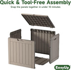 EasyUp 35 Gallon Resin Deck Box Waterproof, UV Resistant Outdoor Storage Box for Delivery, Patio, Garden, and Porch,Striped Gray