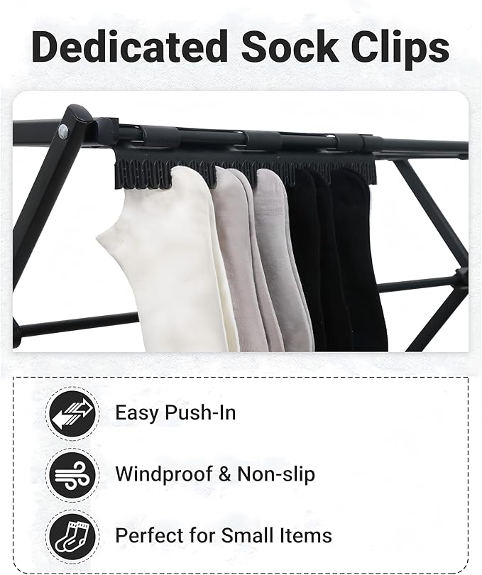 4-Tier Clothes Drying Rack, 4ft High Foldable Drying Rack Clothing for Indoor & Outdoor, Portable Collapsible Laundry Dryer for Laundry Room and Apartment, Black 29" L x 49" H x 11.5" W