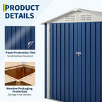 6X4 FT Outdoor Storage Shed, Galvanized Steel Outdoor Storage Shed, 130 Cu Ft Weather Resistant Garden Tool Sheds with Door & Sloped Roof, Multi-Use Shed for Bikes, Ladders