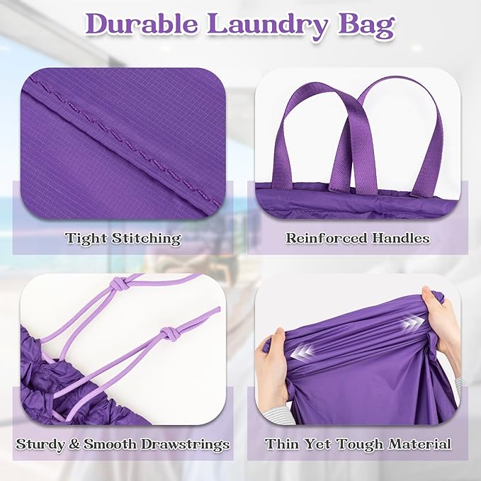 Heavy Duty Laundry Bag with Handles, Extra Large Drawstring Bag, Laundry Hamper Replacement Liner, 3 to 4 Load Capacity, Machine Washable, Ultra-Light and Foldable