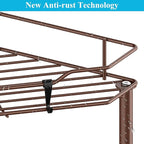 3 Tier Floor Standing Corner Shower Caddy Organizer Shelf with Hooks, Bathroom Shelves Stand Rack, Coffee