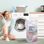 BATTOO Collapsible Laundry Basket with Lid Foldable Mesh Pop Up Hamper with Handles for Laundry Room, Bathroom, Kids Room, College Dorm, Travel, Storage Organizer White