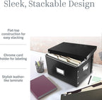 Snap-N-Store File Storage Box & Organizer - 1 Pack - 16.125 x 13.125 x 9.875 Inch Letter/Legal Size Portable File Box with Lid for Documents - Back To School Supplies for Students - Glossy Black