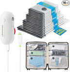 Travel Vacuum Storage Bags 16 Pack with USB Powered Electric Pump, Vacuum Seal Bags for Clothing Travel, Space Saver Bags for Luggage, Suitcase & Home Organization
