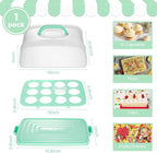 VGOODALL Cake Carrier with Lid and Handle, 12 Capacity Cupcake Holder for Muffin Pies Candies Fruits Snacks Desserts, Perfect for 14×10×4.5" Sheet Cakes, Dishwasher Safe
