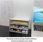 Desk Drawer Organizer, Stackable Office Supplies Storage, Plastic Drawer, Desk Grocery Organizer for Stationery/Office Supplies (White, 2 Compartments)