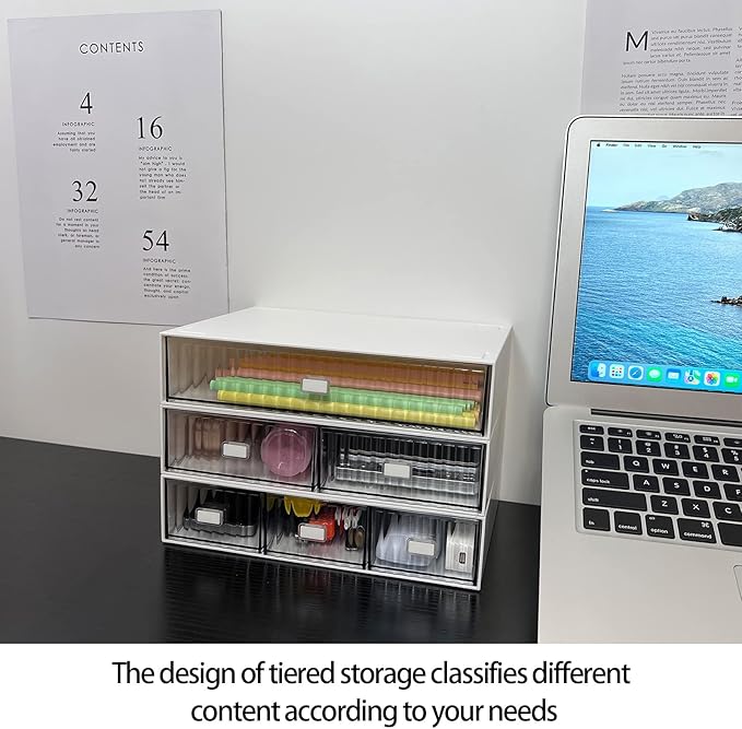 Stackable Desk Drawer Organizer, Plastic Storage Drawer, Grocery Organizer For Stationery/Office Supplies (Purple, 1 Compartment)