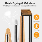 Freestanding Towel Racks for Bathroom 3 Tier Towel Drying Rack Small Standing Towel Rack with Shelf Hand Towel Holder Stand for Bathroom Floor Dorm Laundry Room (Rustic Brown)