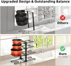 MUDEELA Pots and Pans Organizer Rack under Cabinet 8-Tiers Adjustable Heavy Duty 120LBS Pot and Pan Organizer inside Cabinet for Kitchen Organizer Cast-iron Pans, Heavy Skillets Griddles, Shallow Pots