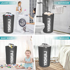 StorageRight 90L Large Laundry Basket, Laundry Hamper, Dirty Clothes Hamper for Laundry, Collapsible, Waterproof Laundry Baskets with Foam Protected Aluminum Handles for Laundry, Dorm, Family (Grey)