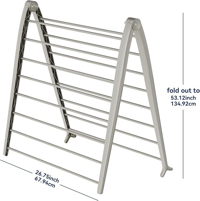 Whitmor Spacemaker Folding Drying Rack, Indoor Clothes Organizer with Patent-Pending Design, Space Saving, 6" L x 26" W x 51.5" H, Beige