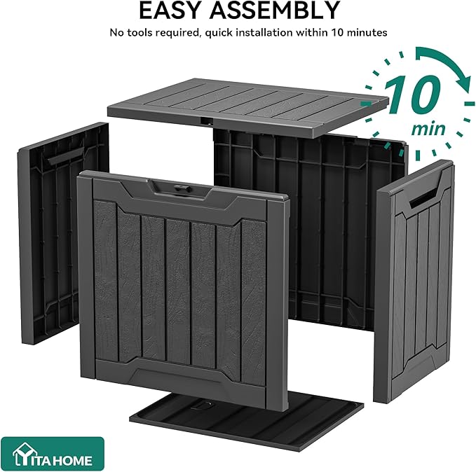 YITAHOME 31 Gallon Deck Boxes Set of 2, Lockable Outdoor Storage Bins for Patio Cushions, Garden Tools, Weather-Resistant Resin Storage Solution, Black