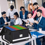 Fireproof File Box with Lock, Upgraded Fireproof Document Box with Reflective Strip, Portable File Organizer Filing Cabinet with Handle for Hanging Letter/Legal Folder, 15.5" x 12.3" x 10.5"
