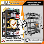 48" W x 24" D Garage Shelving Heavy Duty Unit, 4-Tier Adjustable Metal Storage Shelves, 2400 lbs Industrial Shelf Stand Organizer for Garage, Basement, Warehouse, Pantry, Kitchen, Black, 63" H