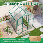Polycarbonate Greenhouse with Rain Gutter and Roof Vent, Raised Base and Anchor Aluminum Heavy Duty Walk-in Green House, Outdoor Patio Sunroom for All Season (Green, 73.07*72.83*86.42in)